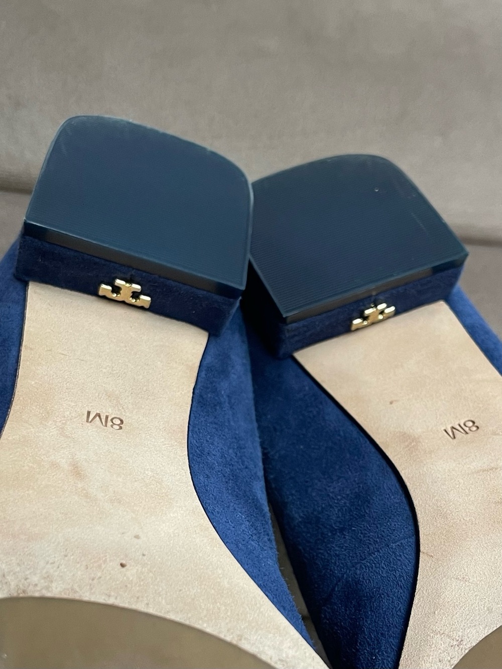 Tory Burch Navy Blue Suede Block Heels - Picture 5 of 5